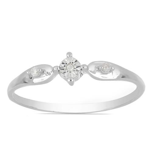 NATURAL WHITE DIAMOND DOUBLE CUT GEMSTONE RING IN 925 SILVER